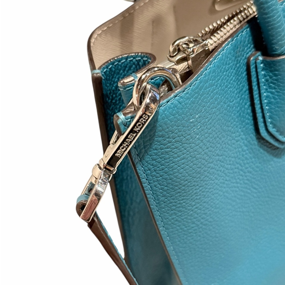 Michael Kors Leather Satchel Teal Turquoise Authentic - Picture 7 of 14